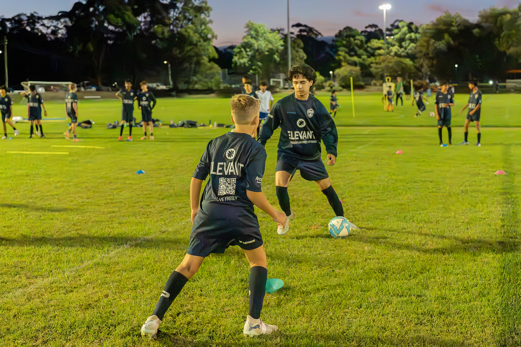 Youth football training session